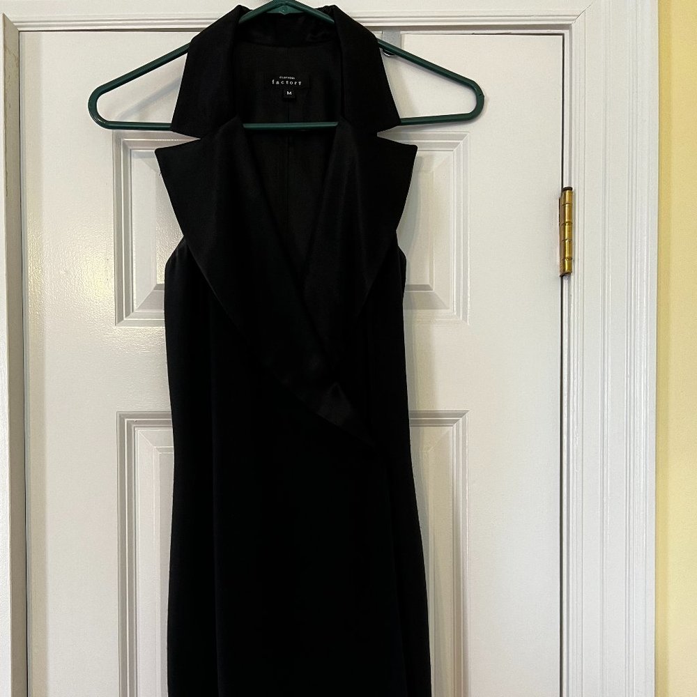 Black Sleeveless Wrap Front Tuxedo Dress Size M